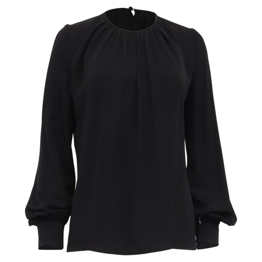 Tom Ford Crewneck Blouse in Black Silk